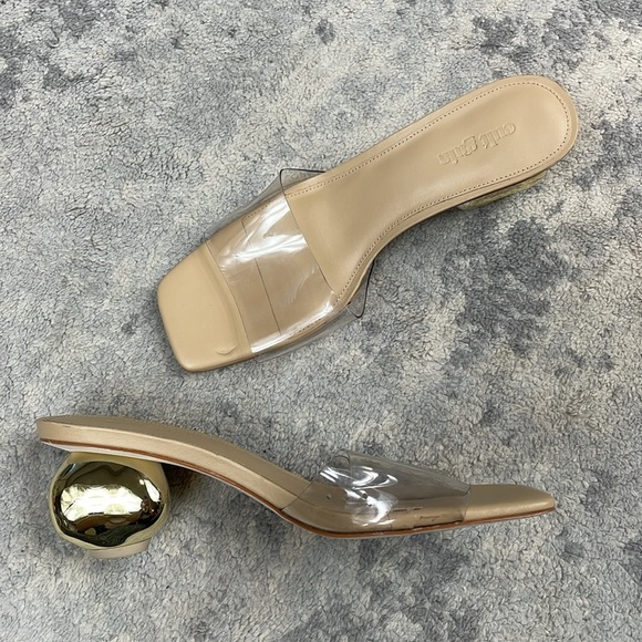 New Cult Gaia Tyra Mule Clear PVC Sandal Metallic Gold Cinderella Sz 37 - Picture 15 of 16